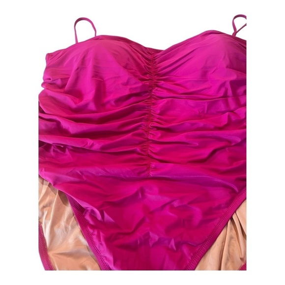 J. CREW Ruched Sweetheart One Piece Swimsuit Radiant Fuchsia Pink 24 /3X NEW - Picture 7 of 16